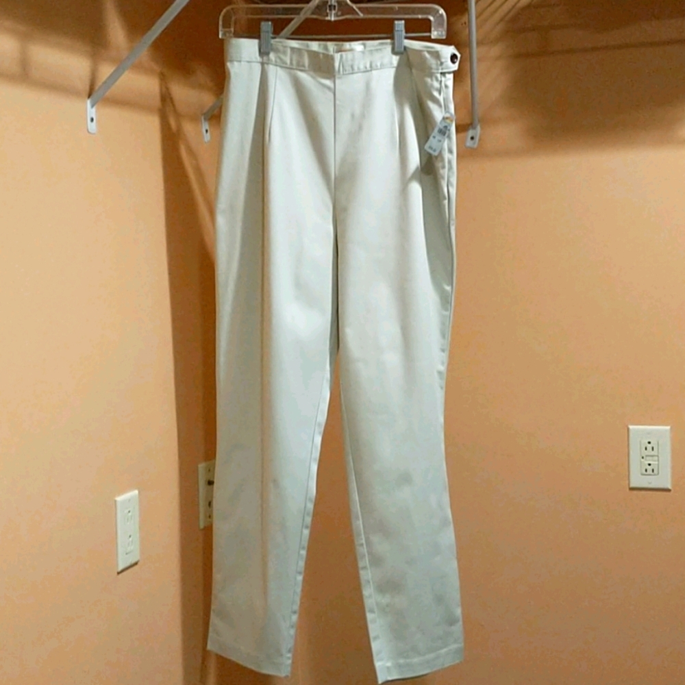 Talbot's Chalk colored 12P Chinos, side zip, NWT